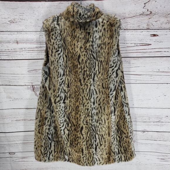 Luciano Dante Faux Fur Cheetah Print Front Pockets Vest Size Small - Picture 12 of 12